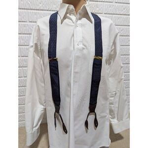 Cole Haan Men's Blue Polka Dot Pattern Fabric Suspenders Made in USA